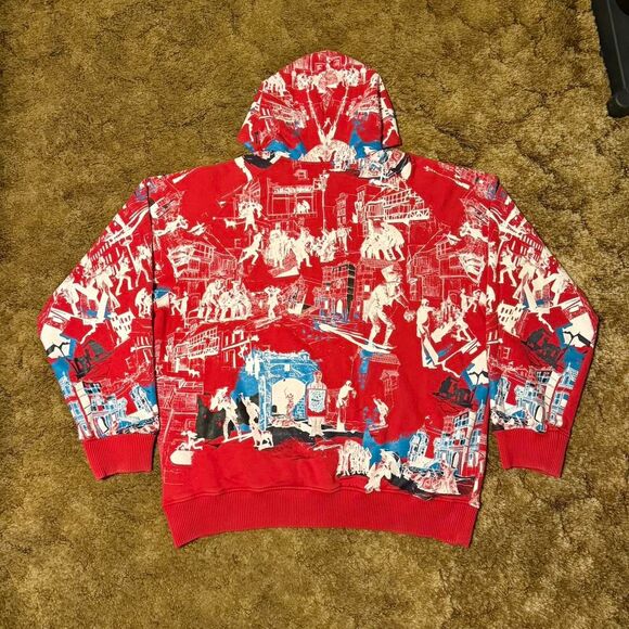 Vintage Artful Dodger Graphic Print Hoodie Red XXLarge - Picture 7 of 8